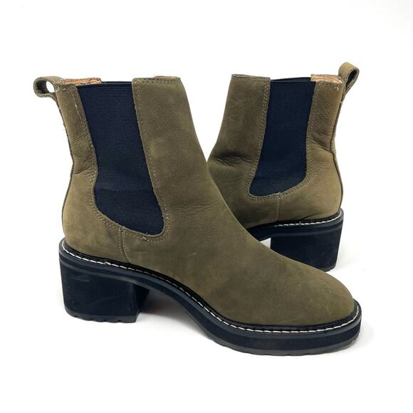 Madewell The Carina Platform Chelsea Leather Boot Cargo Green Women's 8.5 $228 - Picture 4 of 10